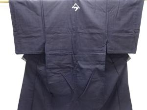 アンティーク　木綿本藍べんがら染単衣男物着物(腰紐付き)